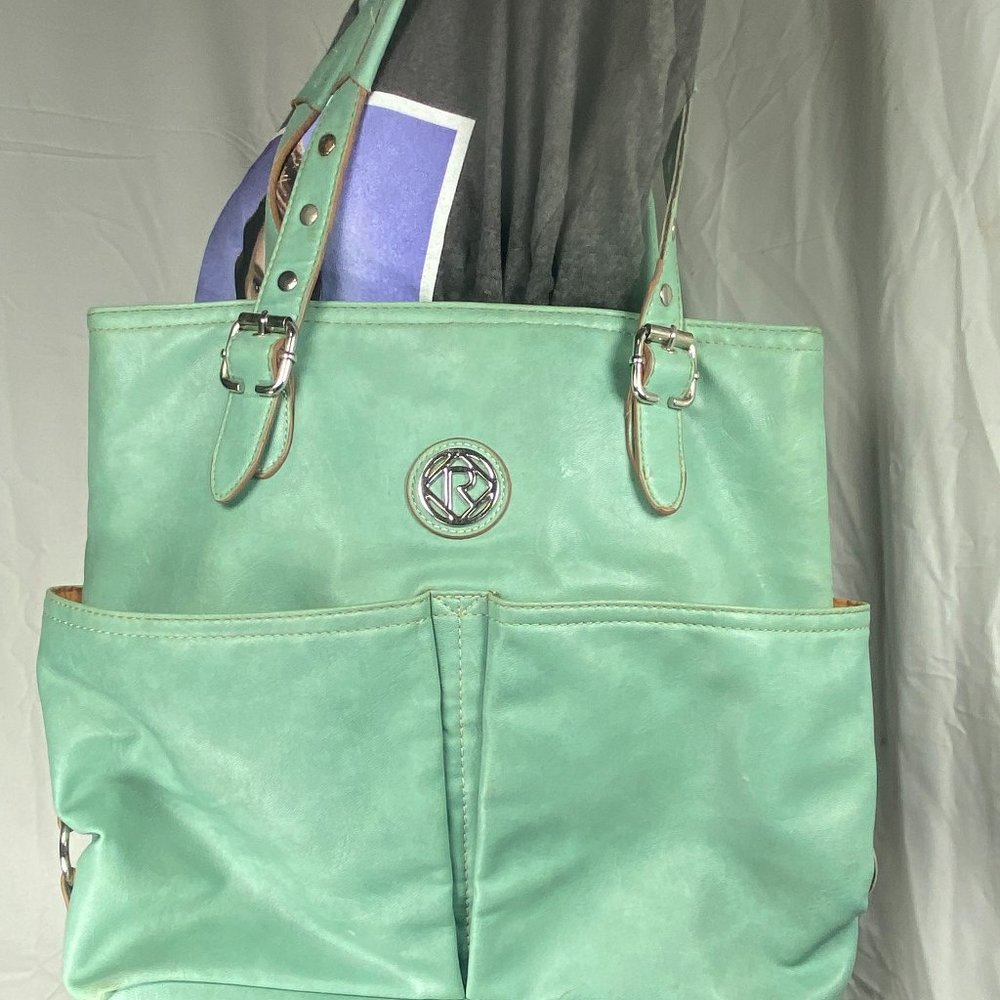 RELIC Teal Green Pocket Tote Shoulder Bag Manmade Leather Everyday Casual Purse